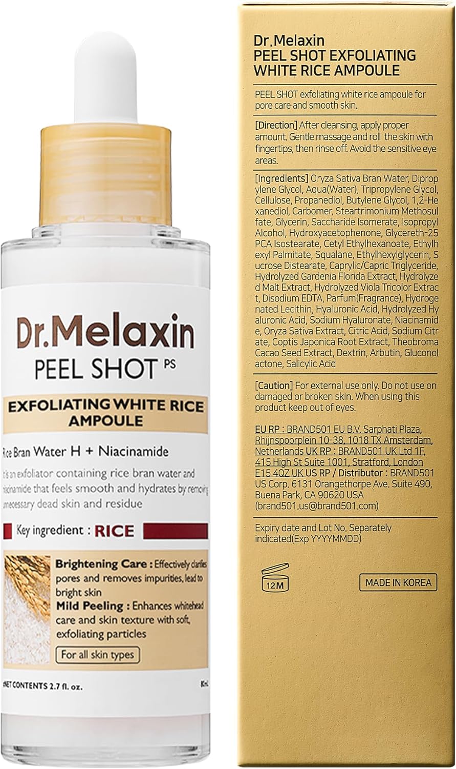 Dr. Melaxin Rice Peel Shot Glow – Exfoliating Ampoule 80ml | Korean Skincare