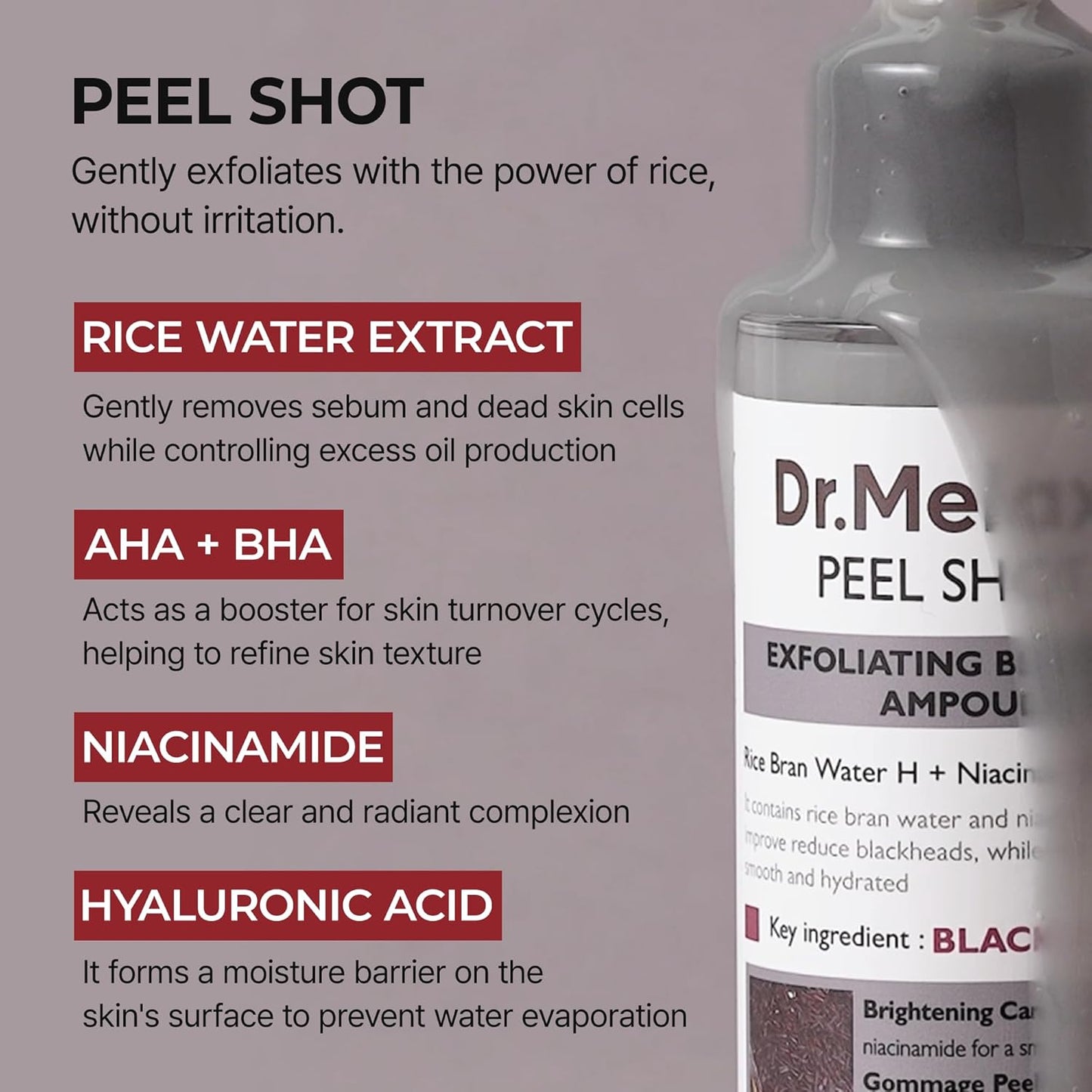 Dr. Melaxin Black Rice Peel Shot Glow – Exfoliating Ampoule 80ml