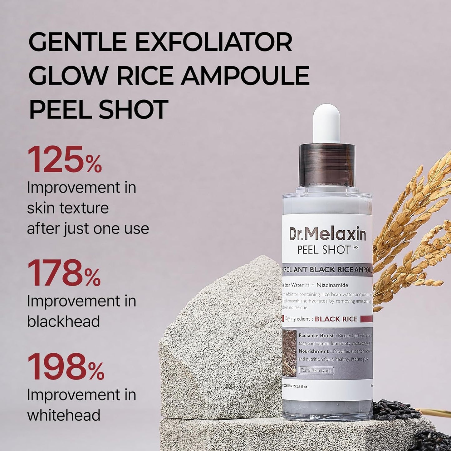 Dr. Melaxin Black Rice Peel Shot Glow – Exfoliating Ampoule 80ml