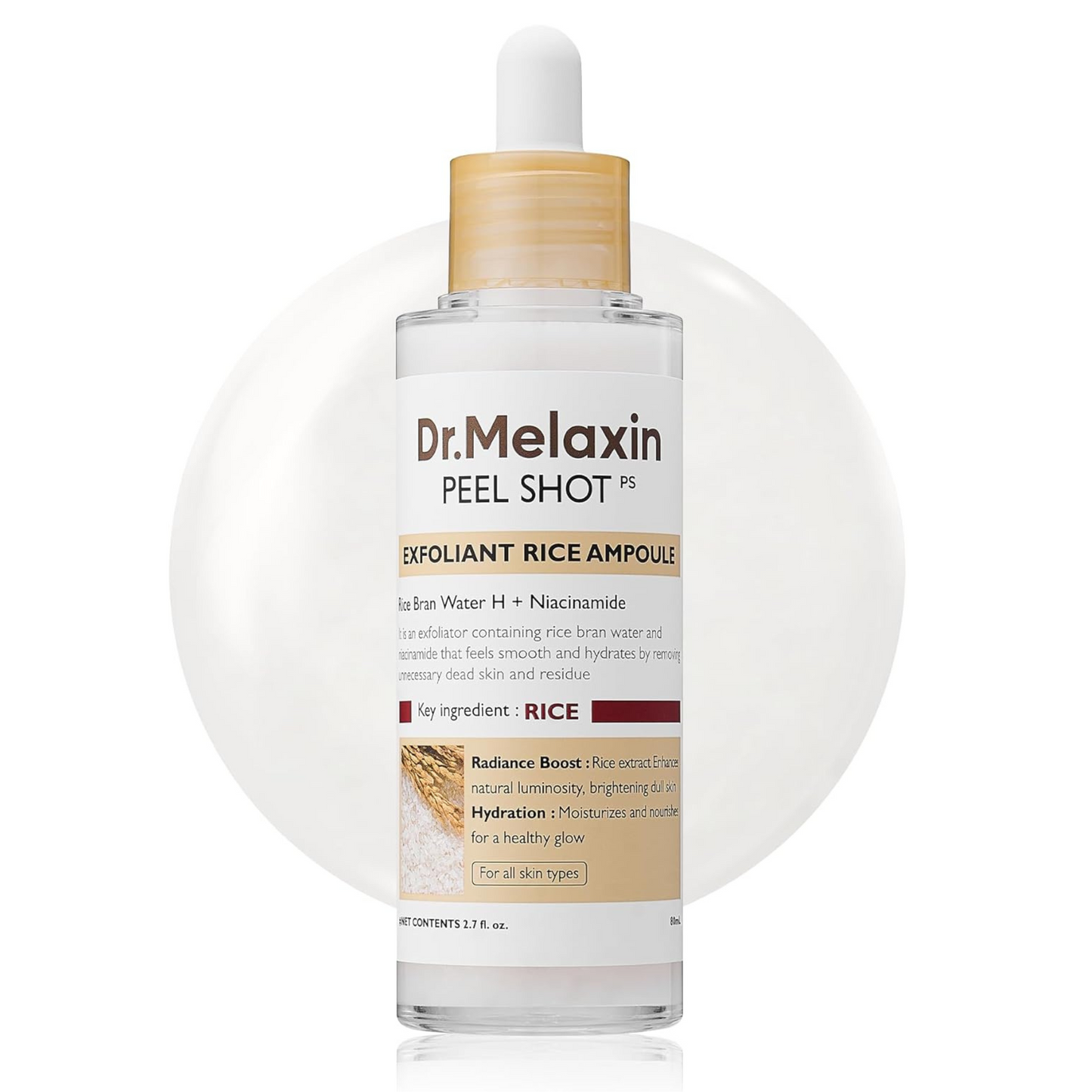 Dr. Melaxin Rice Peel Shot Glow – Exfoliating Ampoule 80ml | Korean Skincare